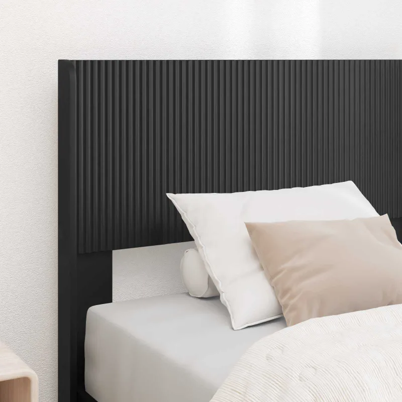 Lovos rėmas su saugojimu ir nugara Juoda 100 x 200 cm