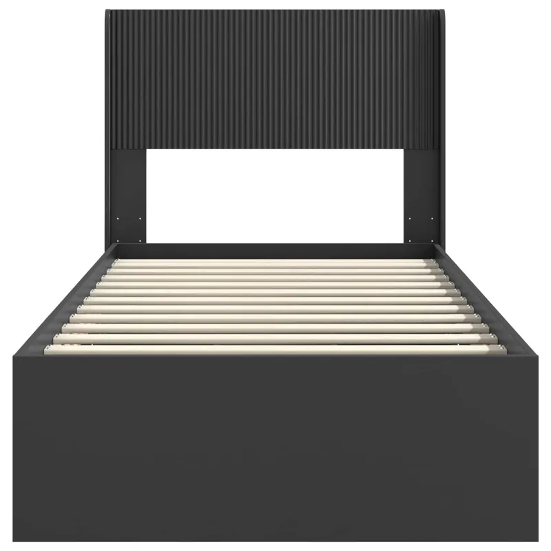 Lovos rėmas su saugojimu ir nugara Juoda 100 x 200 cm