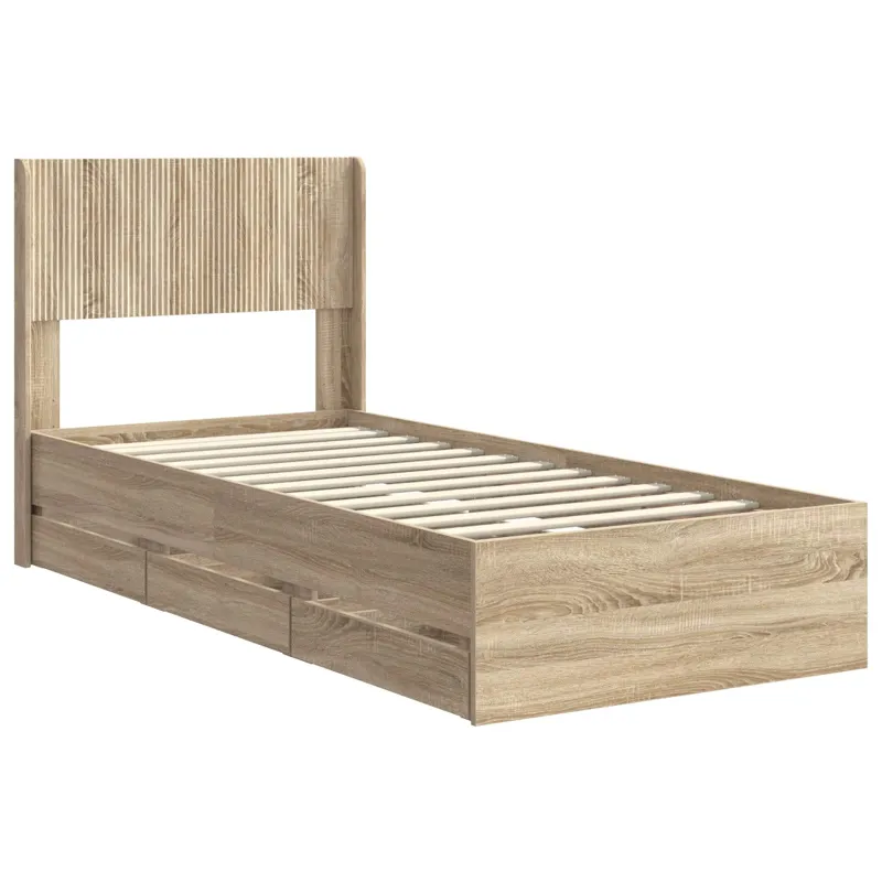 Lovos rėmas su saugojimu ir nugara Sonoma ąžuolas 100 x 200 cm