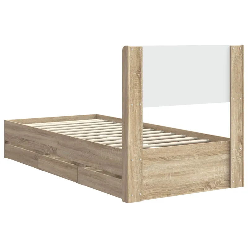 Lovos rėmas su saugojimu ir nugara Sonoma ąžuolas 100 x 200 cm