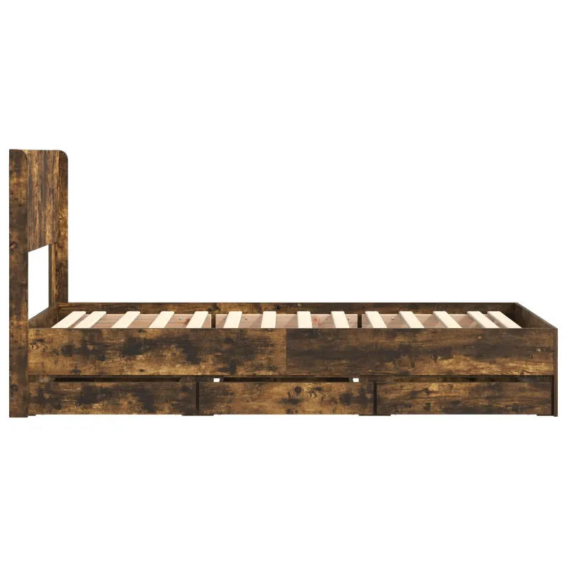 Lovos rėmas su saugojimu ir nugara Dūminio ąžuolo 100 x 200 cm