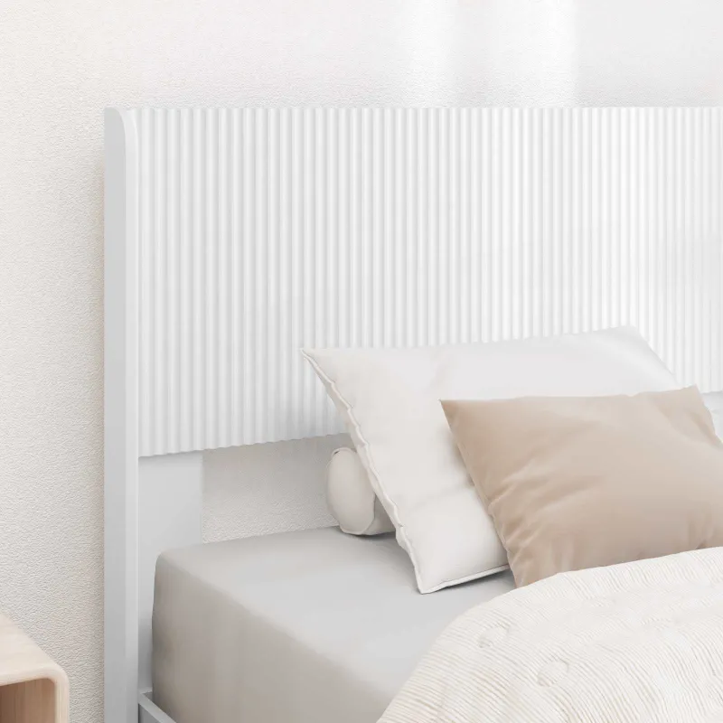 Lovos rėmas su saugojimu ir nugara su stalčių Balta 90 x 200 cm