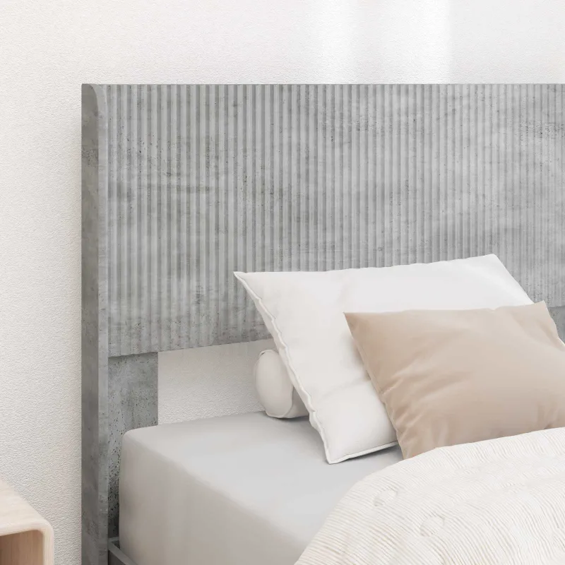 Lovos rėmas su saugojimu ir nugara Betono pilka 90 x 200 cm