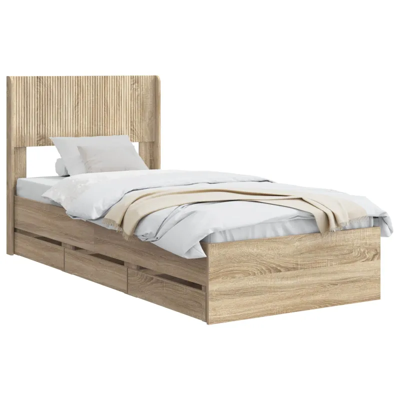 Lovos rėmas su saugojimu ir nugara Sonoma ąžuolas 75 x 190 cm