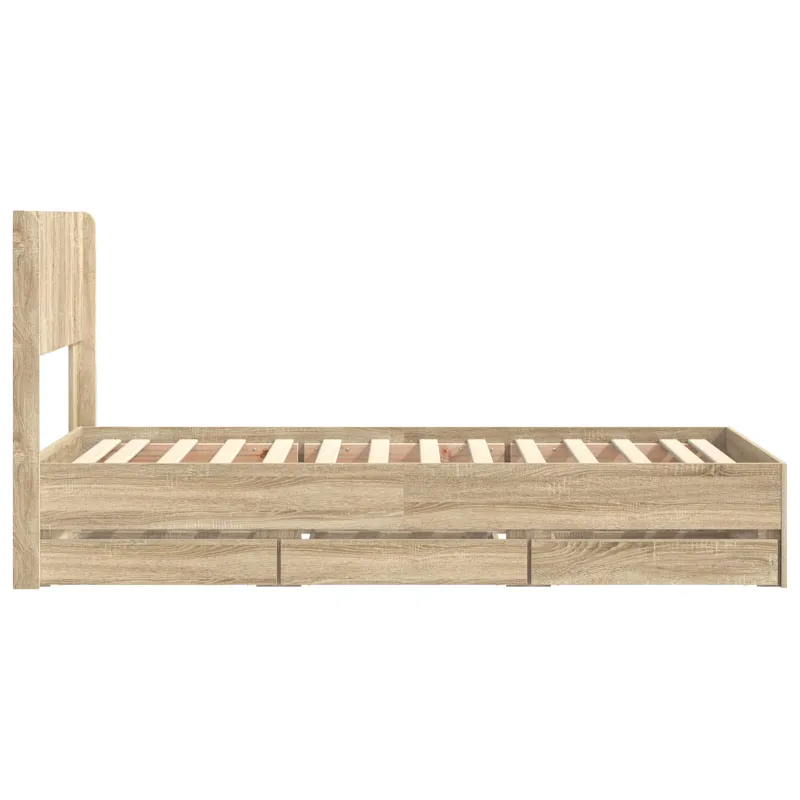 Lovos rėmas su saugojimu ir nugara Sonoma ąžuolas 75 x 190 cm