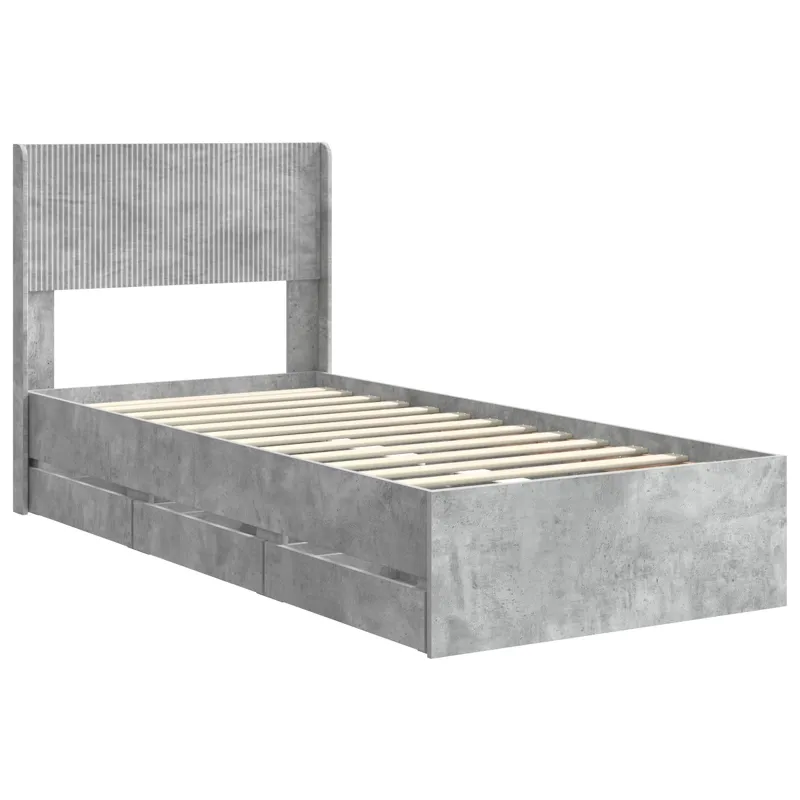 Lovos rėmas su saugojimu ir nugara Betono pilka 75 x 190 cm