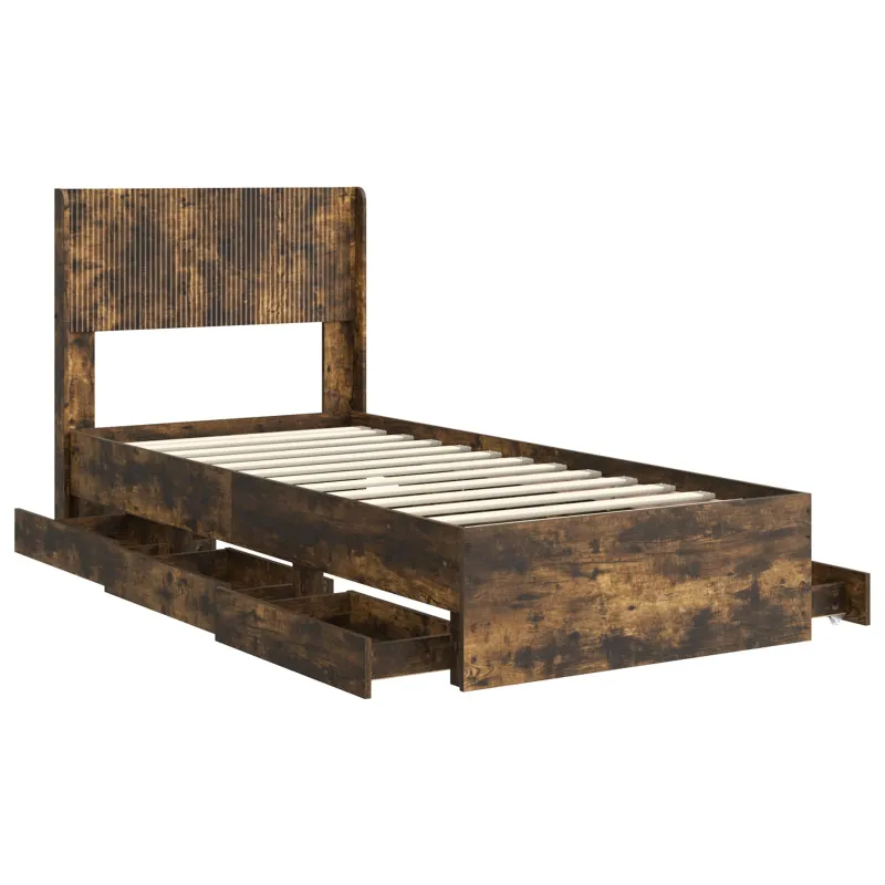 Lovos rėmas su saugojimu ir nugara Dūminio ąžuolo 75 x 190 cm