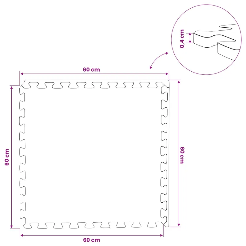 Baseino grindų kilimas 40 pcs Pilka 14,4 m² EVA puta