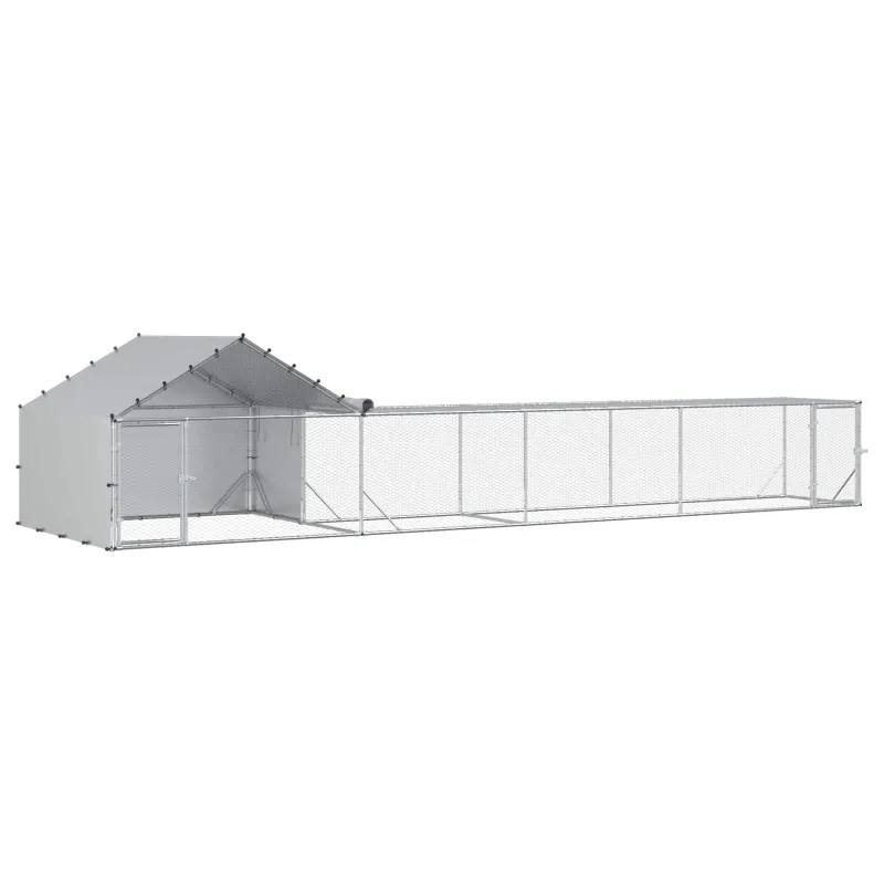Vištidė su stogu ir kiemu 2 vnt. Sidabrinė 7 x 2 x 1,5 m