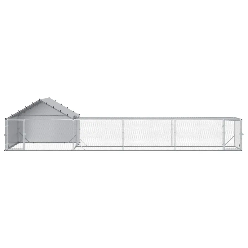 Vištidė su stogu ir kiemu 2 vnt. Sidabrinė 7 x 2 x 1,5 m