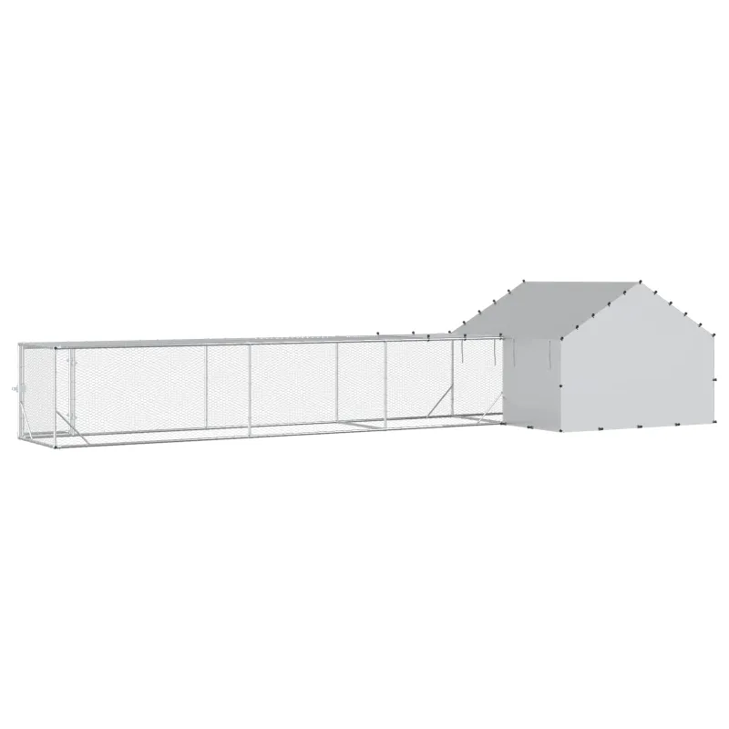 Vištidė su stogu ir kiemu 2 vnt. Sidabrinė 7 x 2 x 1,5 m