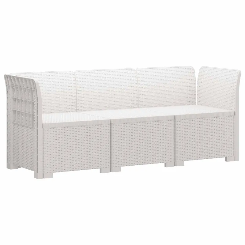 3- vietis Sodas Sofas Ratanas PP Balta
