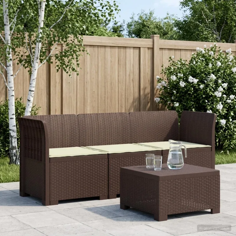 3-vietė sodo sofa su pagalvėlėmis, Rattan išvaizda PP Ruda