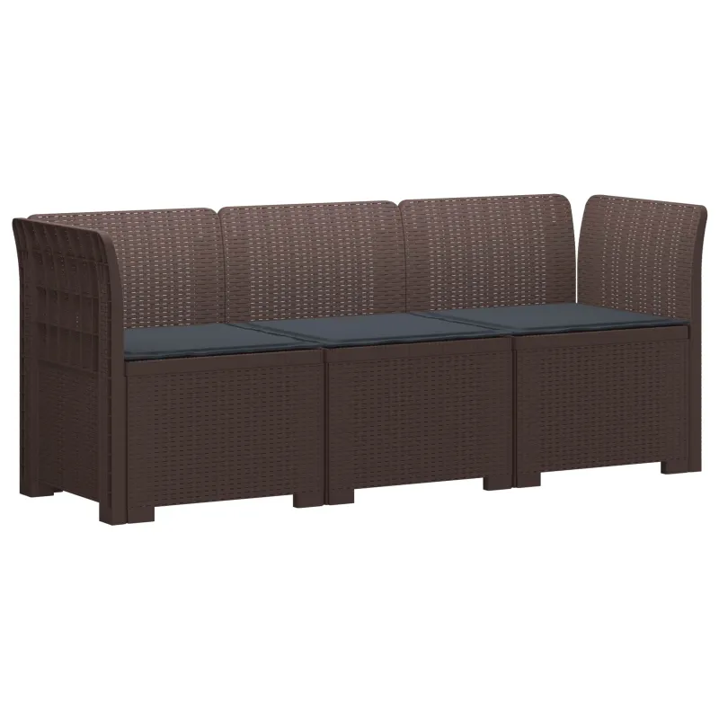 3-vietė sodo sofa su pagalvėlėmis, Rattan išvaizda PP Ruda