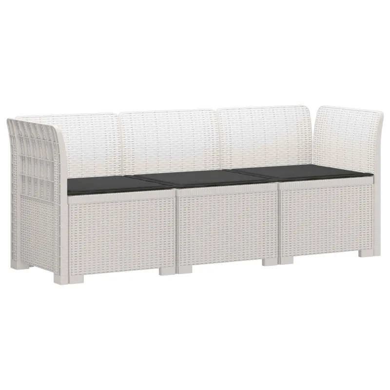 3-vietė sodo sofa su pagalvėlėmis, Rattan išvaizda PP Balta