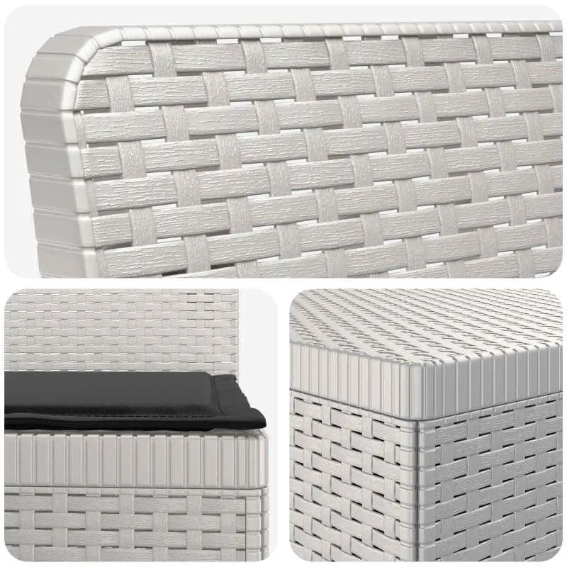 3-vietė sodo sofa su pagalvėlėmis, Rattan išvaizda PP Balta