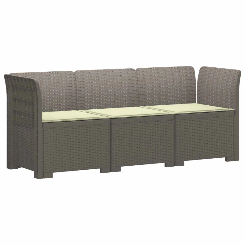 3-vietė sodo sofa su pagalvėlėmis, Rattan išvaizda PP