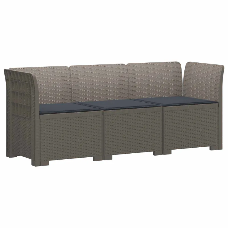 3-vietė sodo sofa su pagalvėlėmis, Rattan išvaizda PP