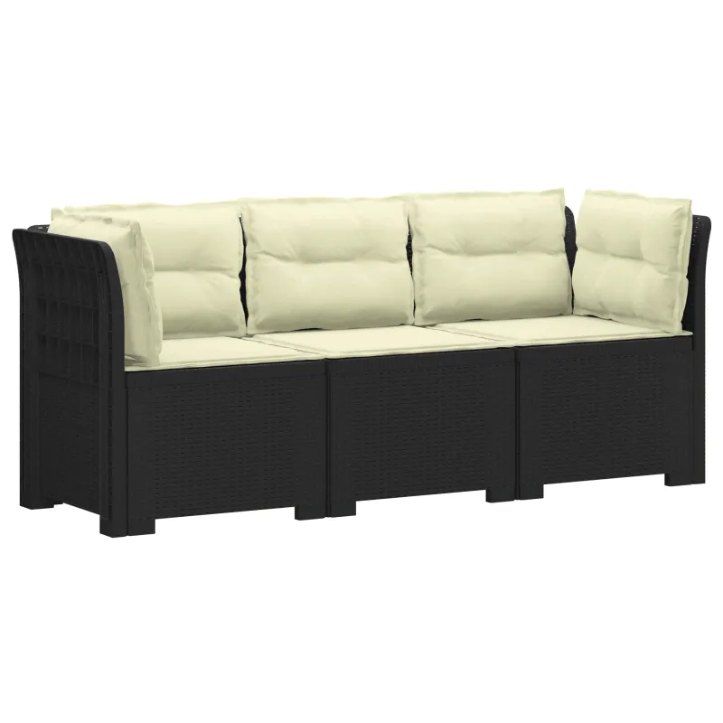3-vietė sodo sofa su pagalvėlėmis, Rattan išvaizda PP Antracito