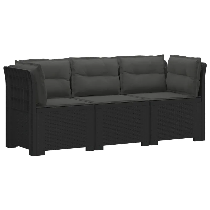 3-vietė sodo sofa su pagalvėlėmis, Rattan išvaizda PP Antracito