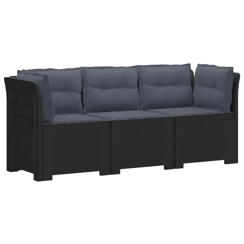 3-vietė sodo sofa su pagalvėlėmis, Rattan išvaizda PP Antracito