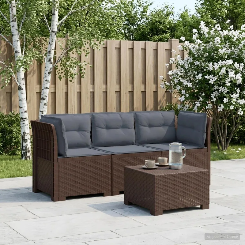 3-vietė sodo sofa su pagalvėlėmis, Rattan išvaizda PP Ruda