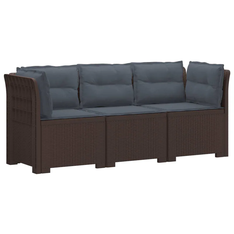 3-vietė sodo sofa su pagalvėlėmis, Rattan išvaizda PP Ruda