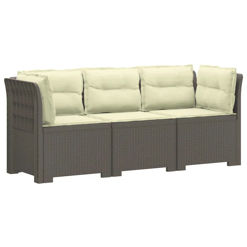 3-vietė sodo sofa su pagalvėlėmis, Rattan išvaizda PP