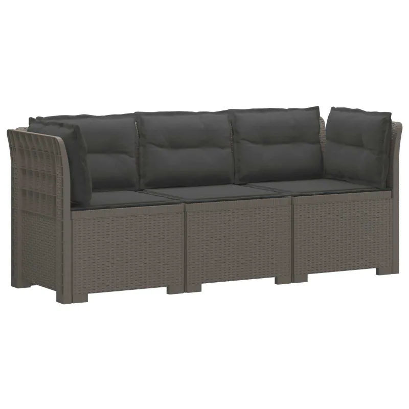 3-vietė sodo sofa su pagalvėlėmis, Rattan išvaizda PP