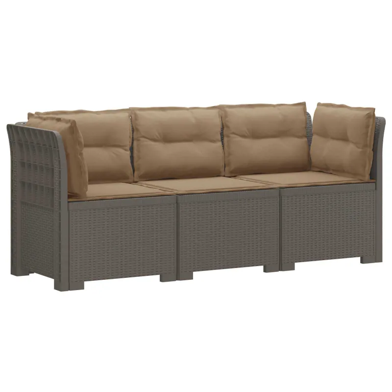 3-vietė sodo sofa su pagalvėlėmis, Rattan išvaizda PP