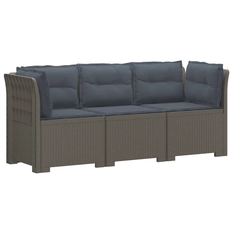 3-vietė sodo sofa su pagalvėlėmis, Rattan išvaizda PP