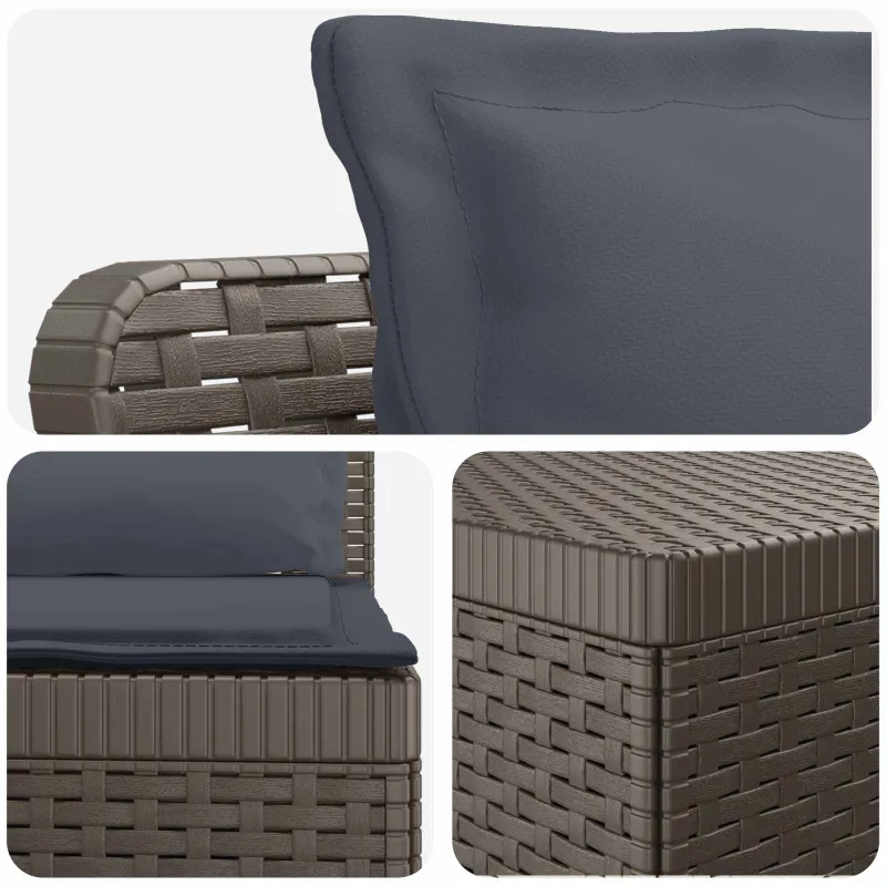 3-vietė sodo sofa su pagalvėlėmis, Rattan išvaizda PP