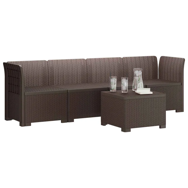 4 vietų sodo sofa pintinės išvaizdos PP Ruda