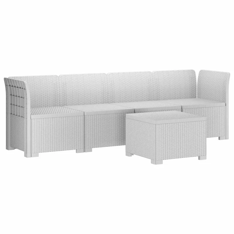4 vietų sodo sofa pintinės išvaizdos PP Balta
