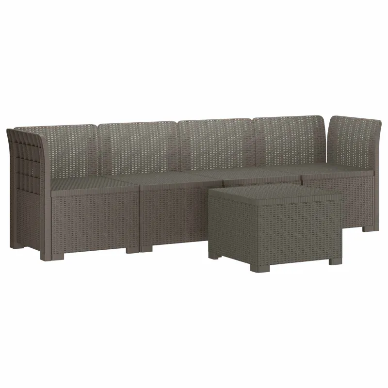 4 vietų sodo sofa pintinės išvaizdos PP Šviesiai pilka