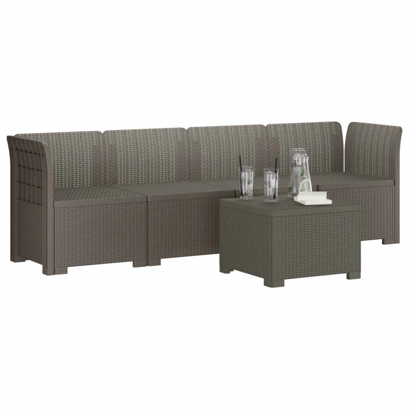 4 vietų sodo sofa pintinės išvaizdos PP Šviesiai pilka