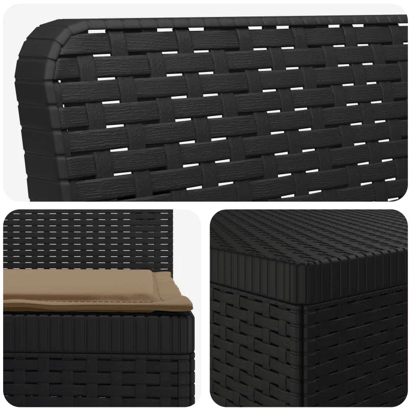 4 vietų sodo sofa su pagalvėmis pintinės išvaizdos PP Antracito