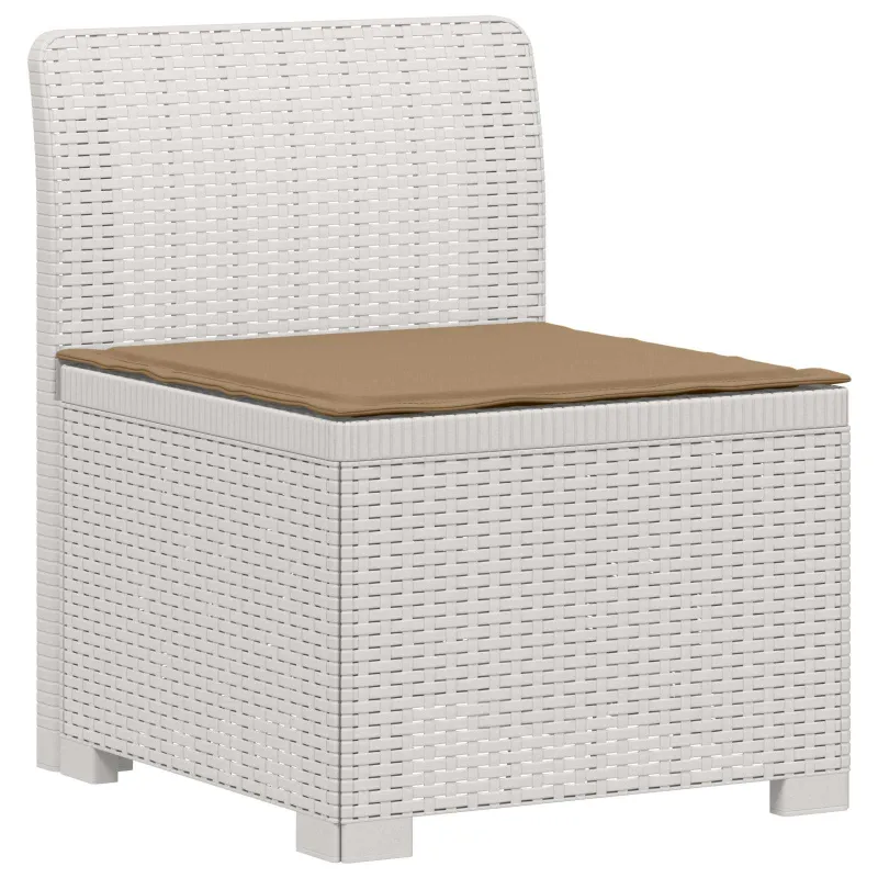 4 vietų sodo sofa su pagalvėmis pintinės išvaizdos PP Balta