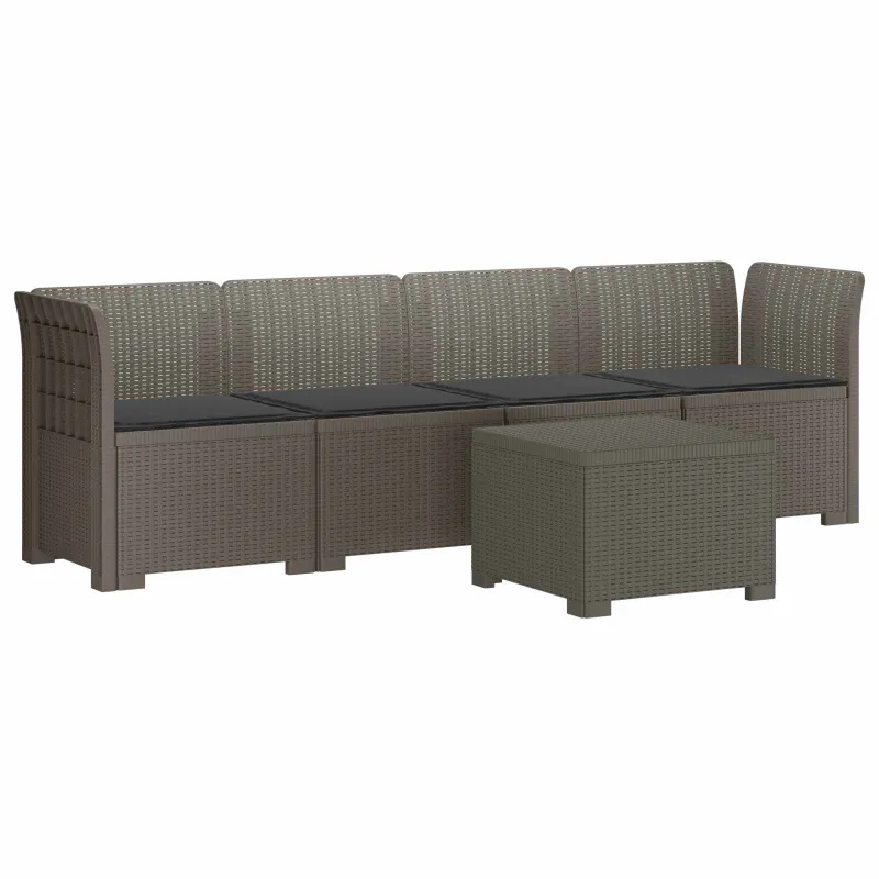 4 vietų sodo sofa su pagalvėmis pintinės išvaizdos PP