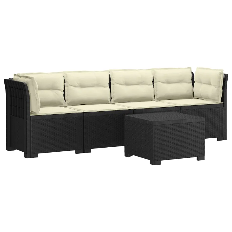4 vietų sodo sofa su pagalvėmis pintinės išvaizdos PP Antracito