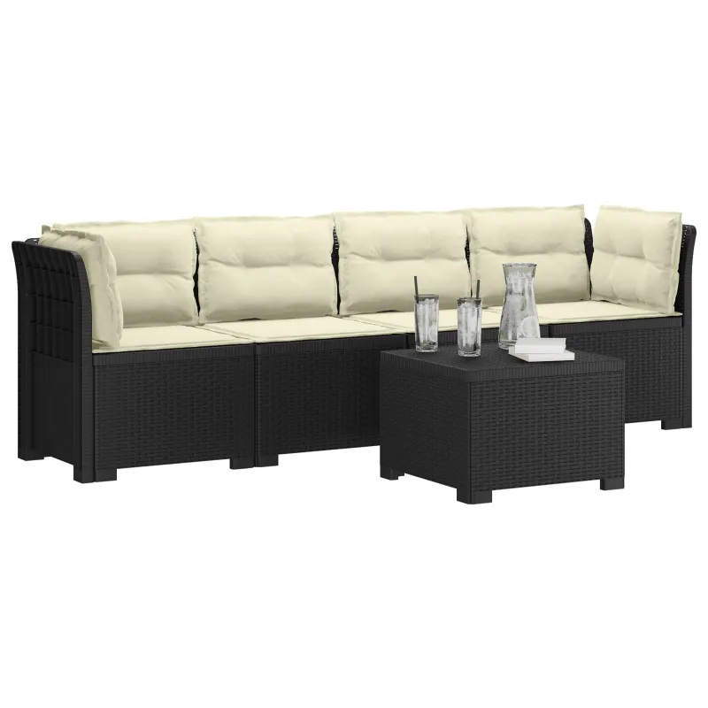4 vietų sodo sofa su pagalvėmis pintinės išvaizdos PP Antracito