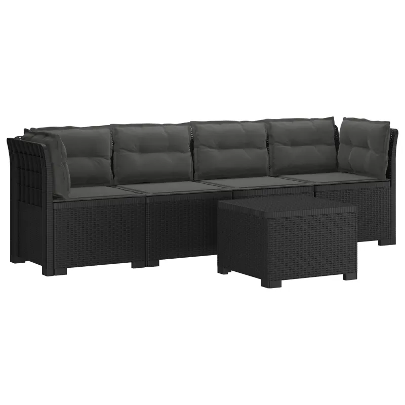 4 vietų sodo sofa su pagalvėmis pintinės išvaizdos PP Antracito