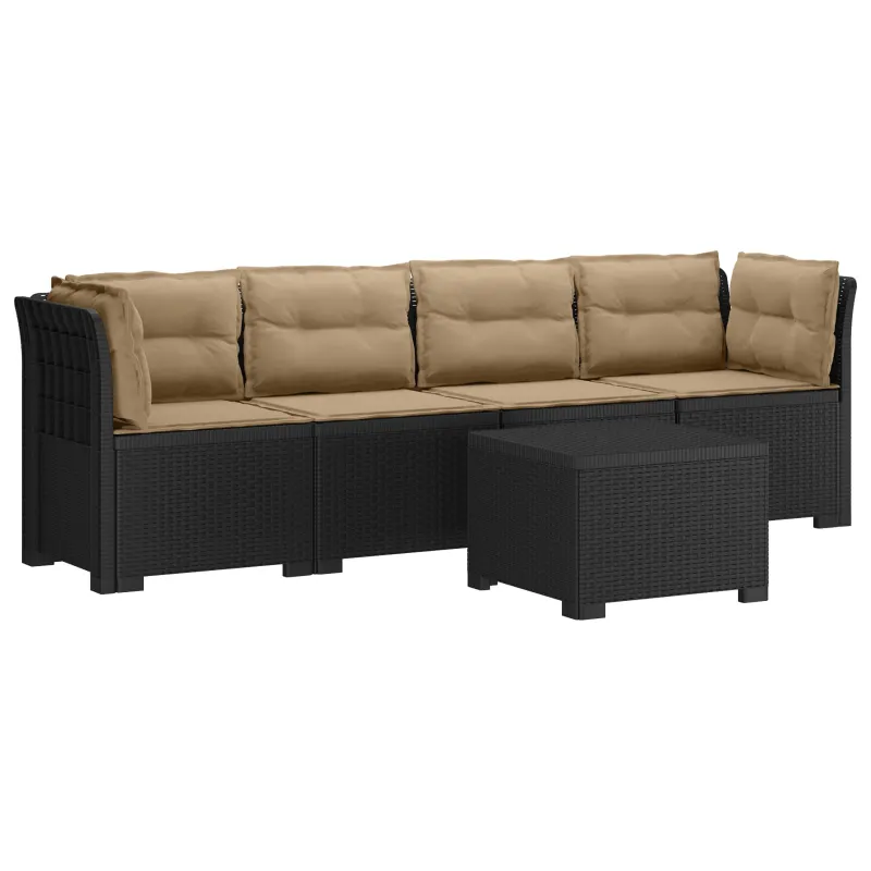 4 vietų sodo sofa su pagalvėmis pintinės išvaizdos PP Antracito