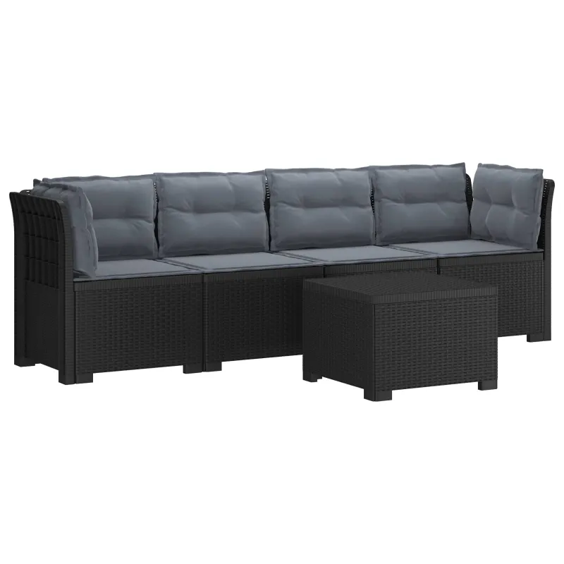4 vietų sodo sofa su pagalvėmis pintinės išvaizdos PP Antracito