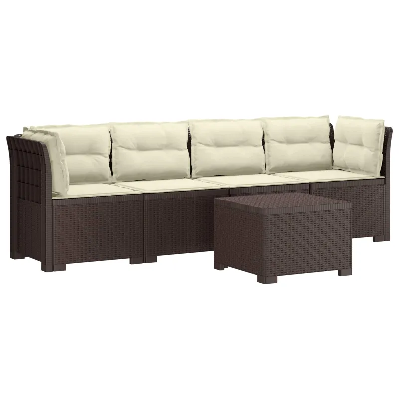 4 vietų sodo sofa su pagalvėmis pintinės išvaizdos PP Ruda