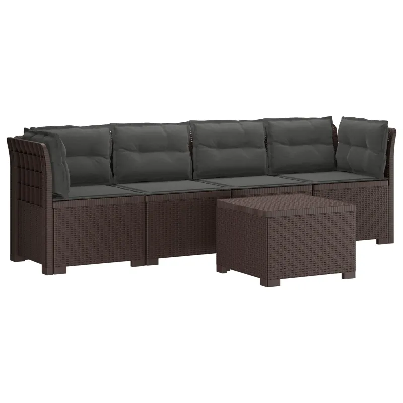 4 vietų sodo sofa su pagalvėmis pintinės išvaizdos PP Ruda