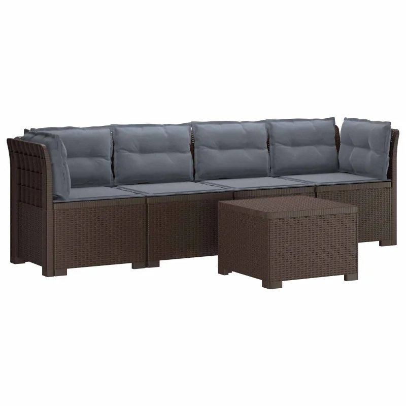 4 vietų sodo sofa su pagalvėmis pintinės išvaizdos PP Ruda