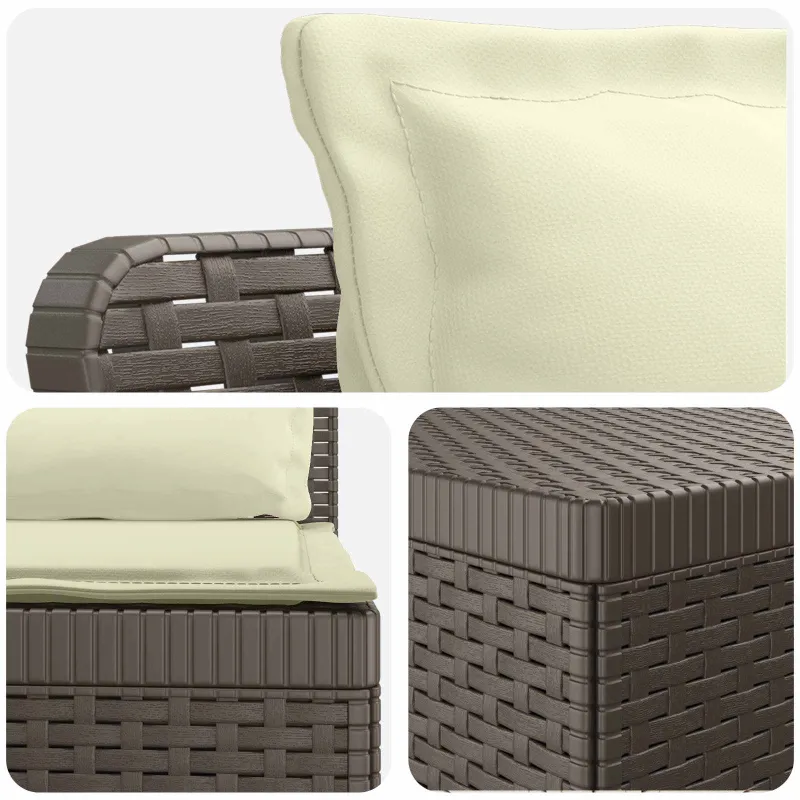 4 vietų sodo sofa su pagalvėmis pintinės išvaizdos PP