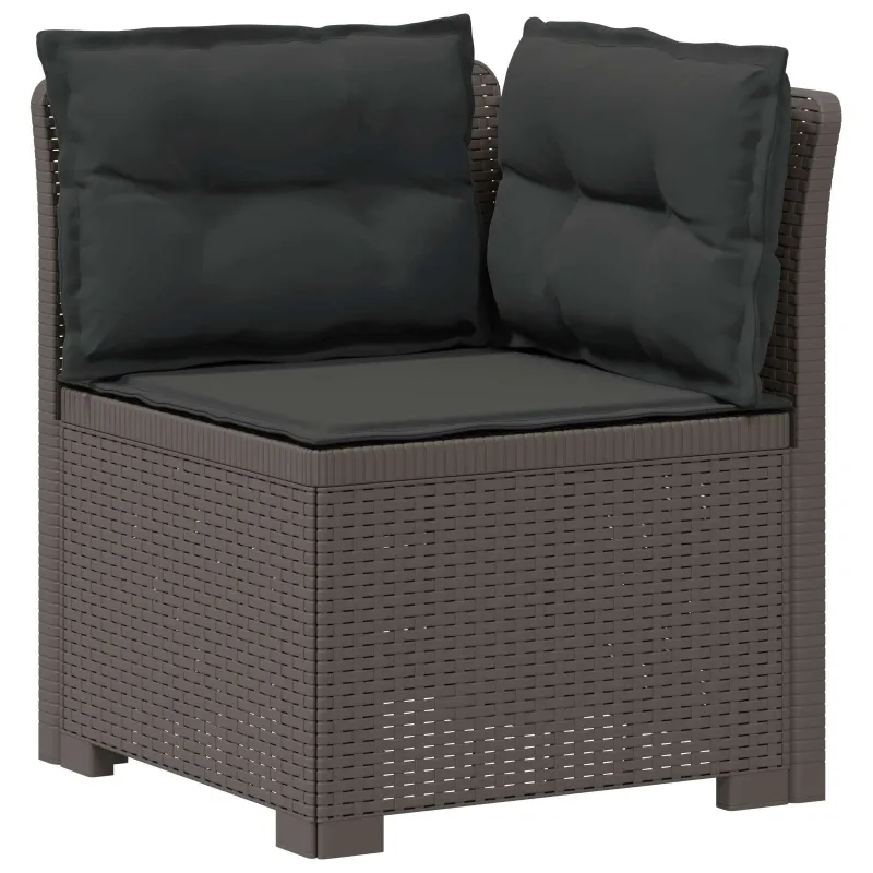 4 vietų sodo sofa su pagalvėmis pintinės išvaizdos PP