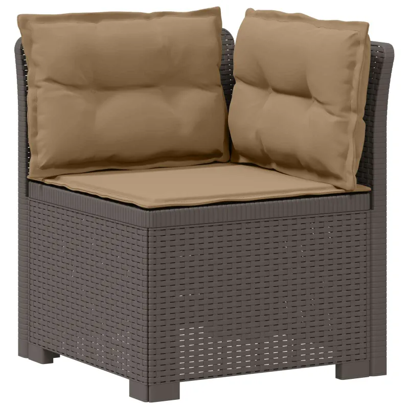 4 vietų sodo sofa su pagalvėmis pintinės išvaizdos PP